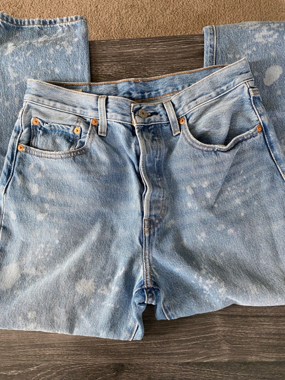 Levi's Women’s 501 Light Blue Distressed Straight Jeans - Picture 6 of 10